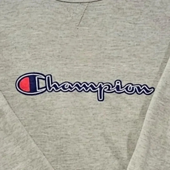 Vtg Champion Authentic Athletic Apparel Gray Embroidered Front Logo Sweatshirt - Picture 3 of 9